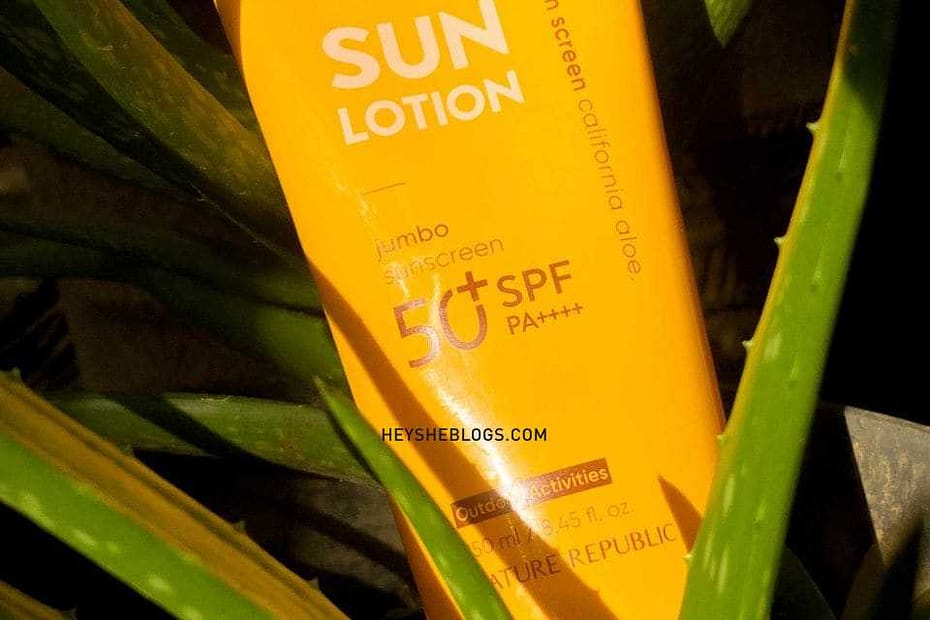 Bottle of nature republic california aloe jumbo sunscreen