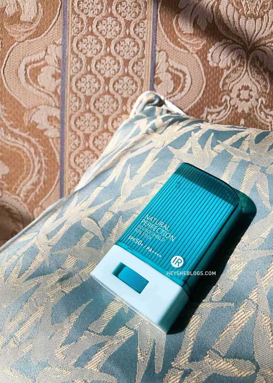 A photo of the 22g stick of ahc natural perfection double shield sun stick sunscreen