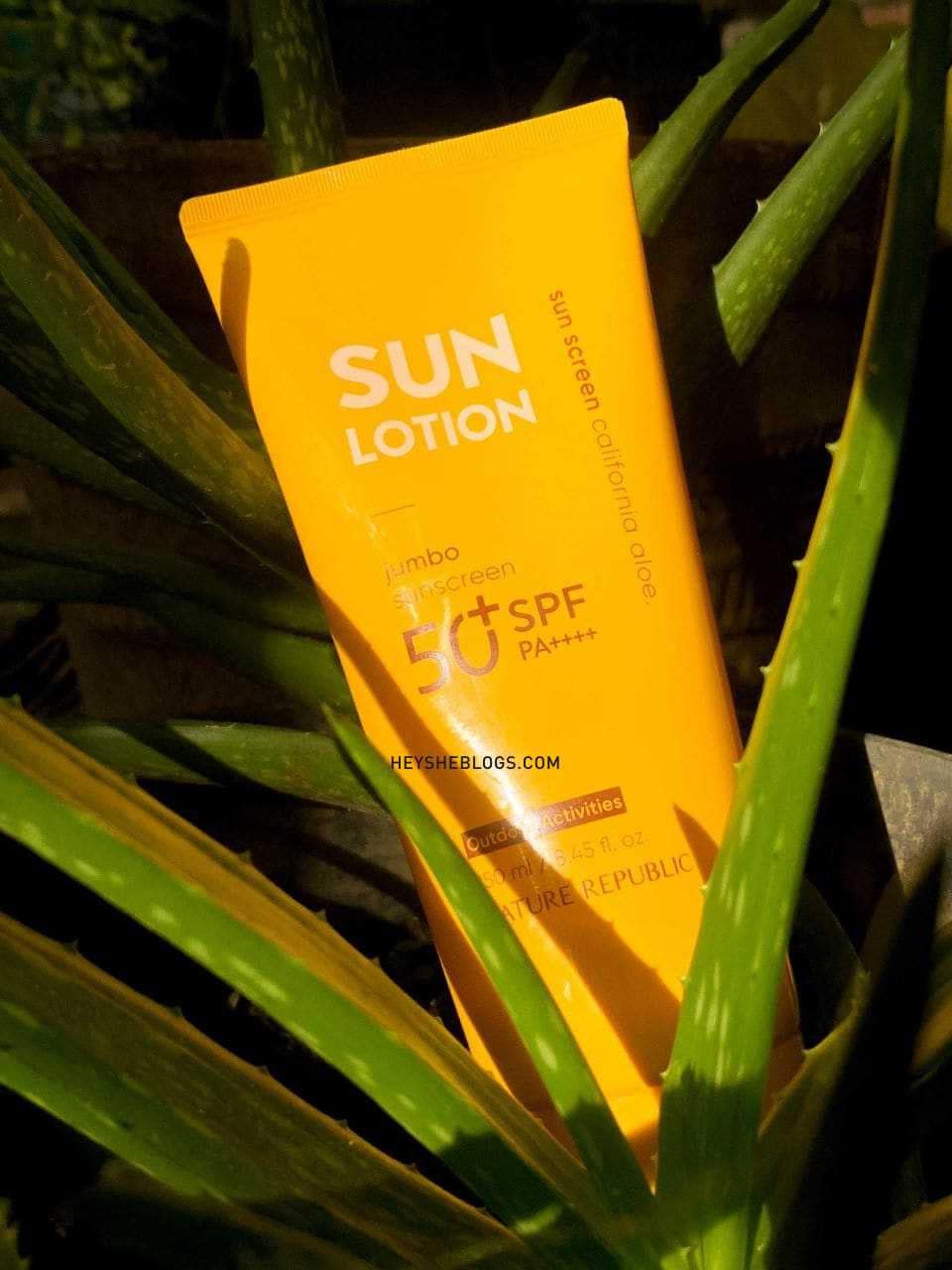 Bottle of nature republic california aloe jumbo sunscreen
